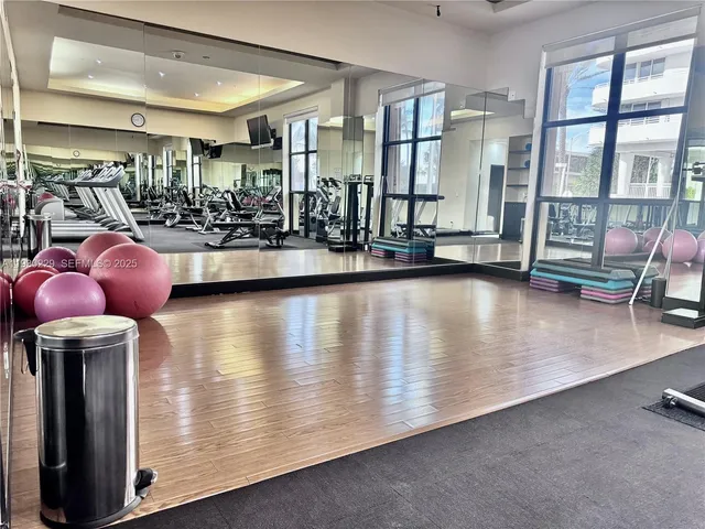 a view of a room with gym equipment