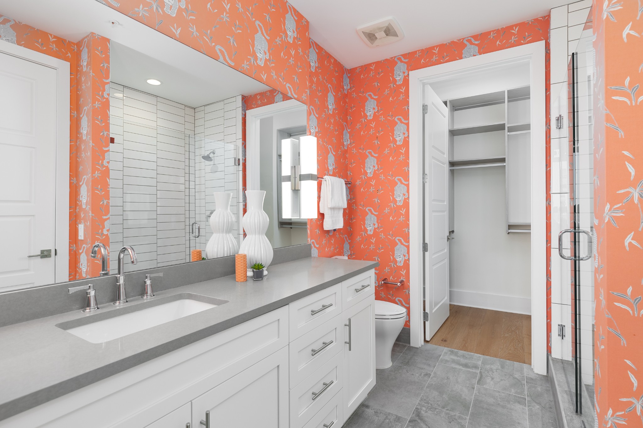 20 Rutledge Street, Unit 505 Nashville, TN 37210 - Photo 15 of 67 a bathroom with a sink double vanity and a mirror