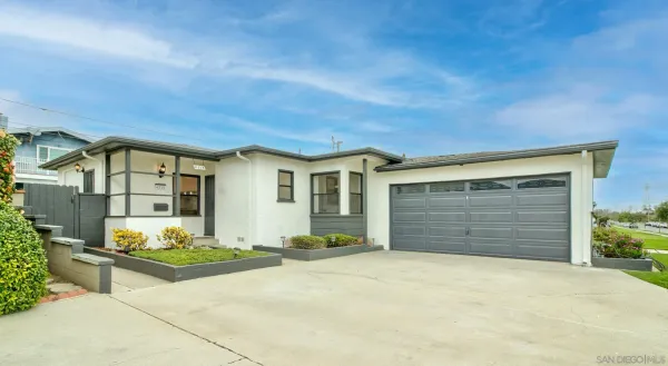 a front view of a house with a garage
