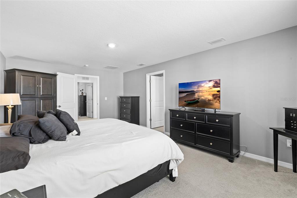 16507 Windmill Forge Pass Wimauma, FL 33598 - Photo 20 of 48 a bedroom with a bed and a flat tv screen on dresser