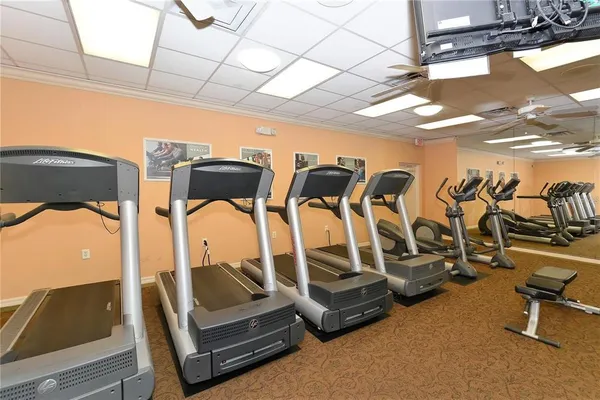 a view of a room with gym equipment