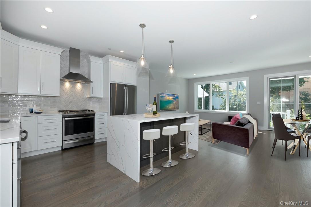 40 Devoe Street, Unit B Dobbs Ferry, NY 10522 - Photo 5 of 27 Kitchen, Family Room & Dining Area - Virtually Staged