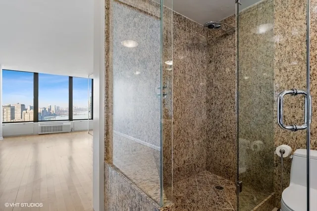 a bathroom with a shower