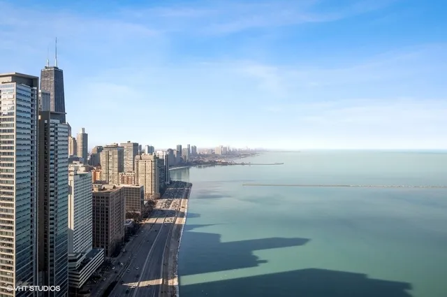 a view of a city with tall buildings