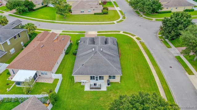 an aerial view of a house