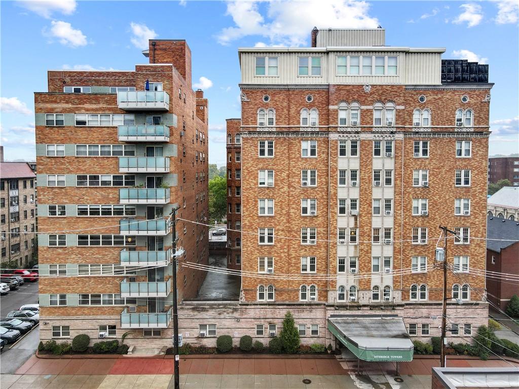 a front view of a building