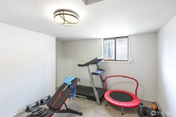 a room with gym equipment