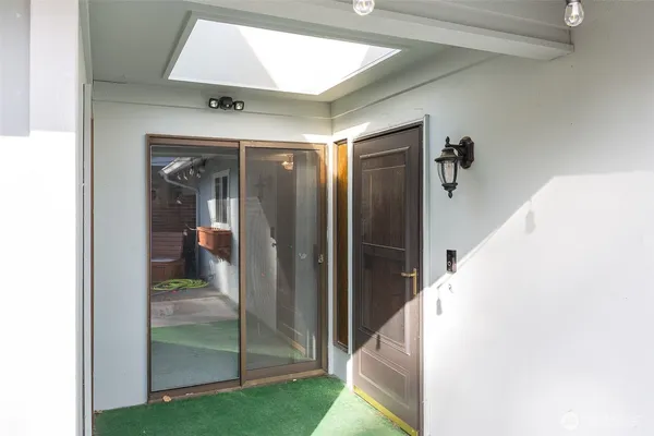 a view of a hallway with a elevator