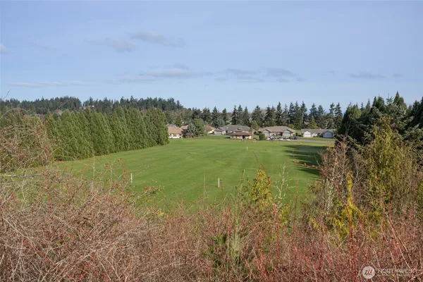 a view of a lake with a city