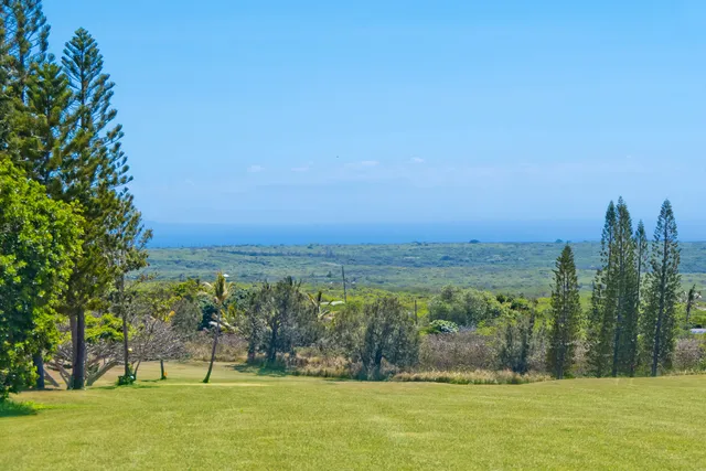 a view of a swimming pool with a lawn chairs and a small yard