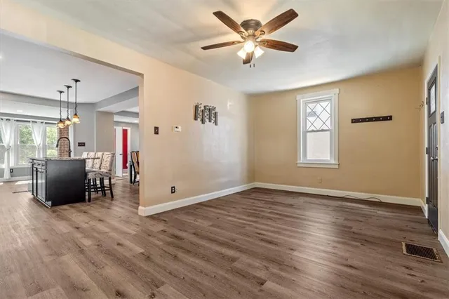 a view of a livingroom with a window