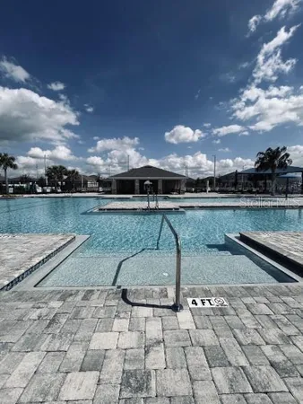 a view of a terrace with sky view