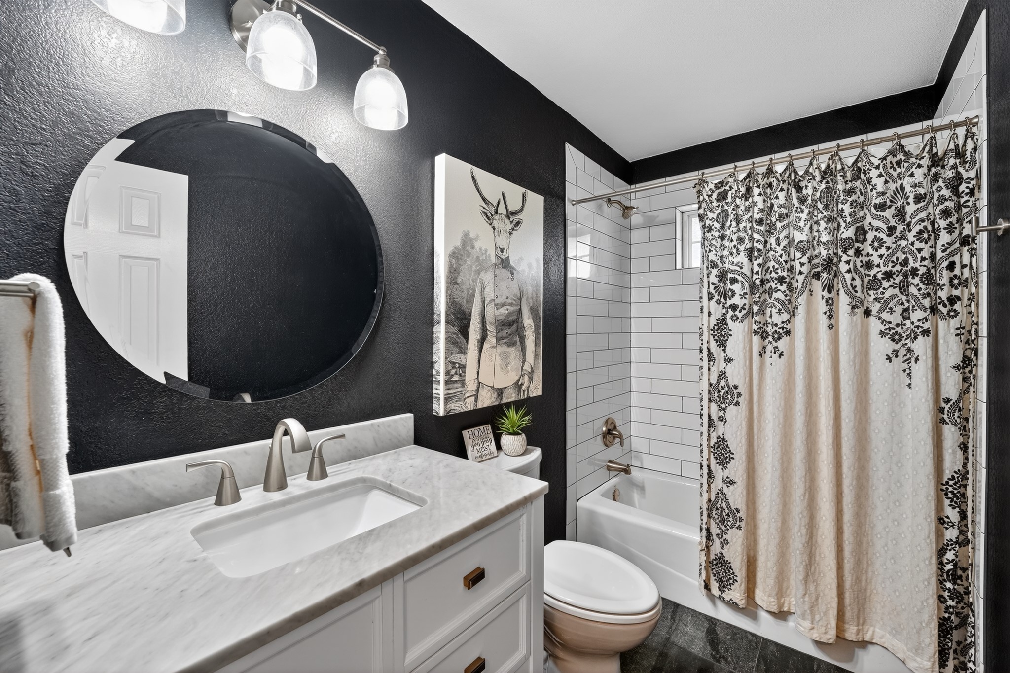 1811 Old Mill Road Cedar Park, TX 78613 - Photo 24 of 39 Marble vanity and subway tile shower elevate this modern bath.