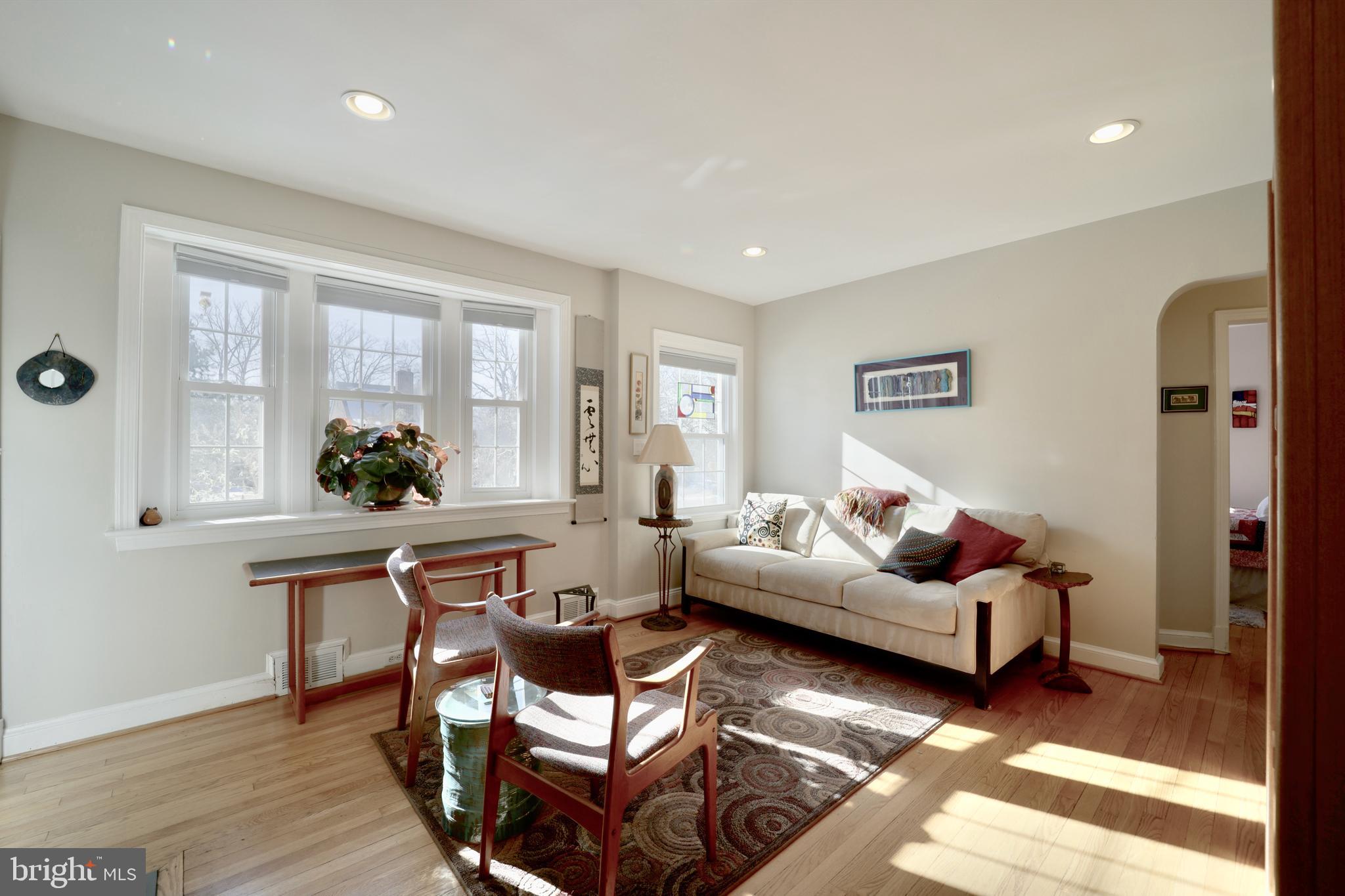 Living room with beautiful bay window
