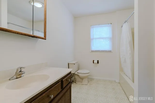 a bathroom with a sink a toilet and mirror