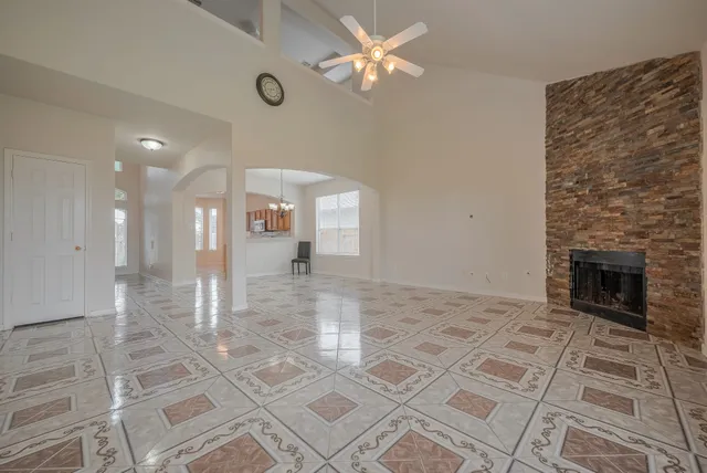 a view of a livingroom with a fireplace