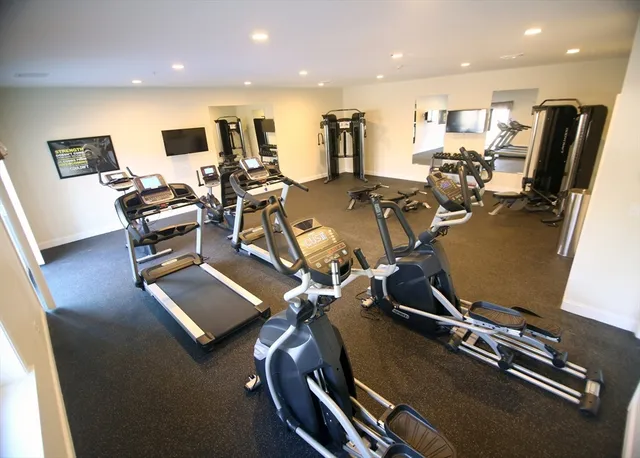 a view of a room with gym equipment