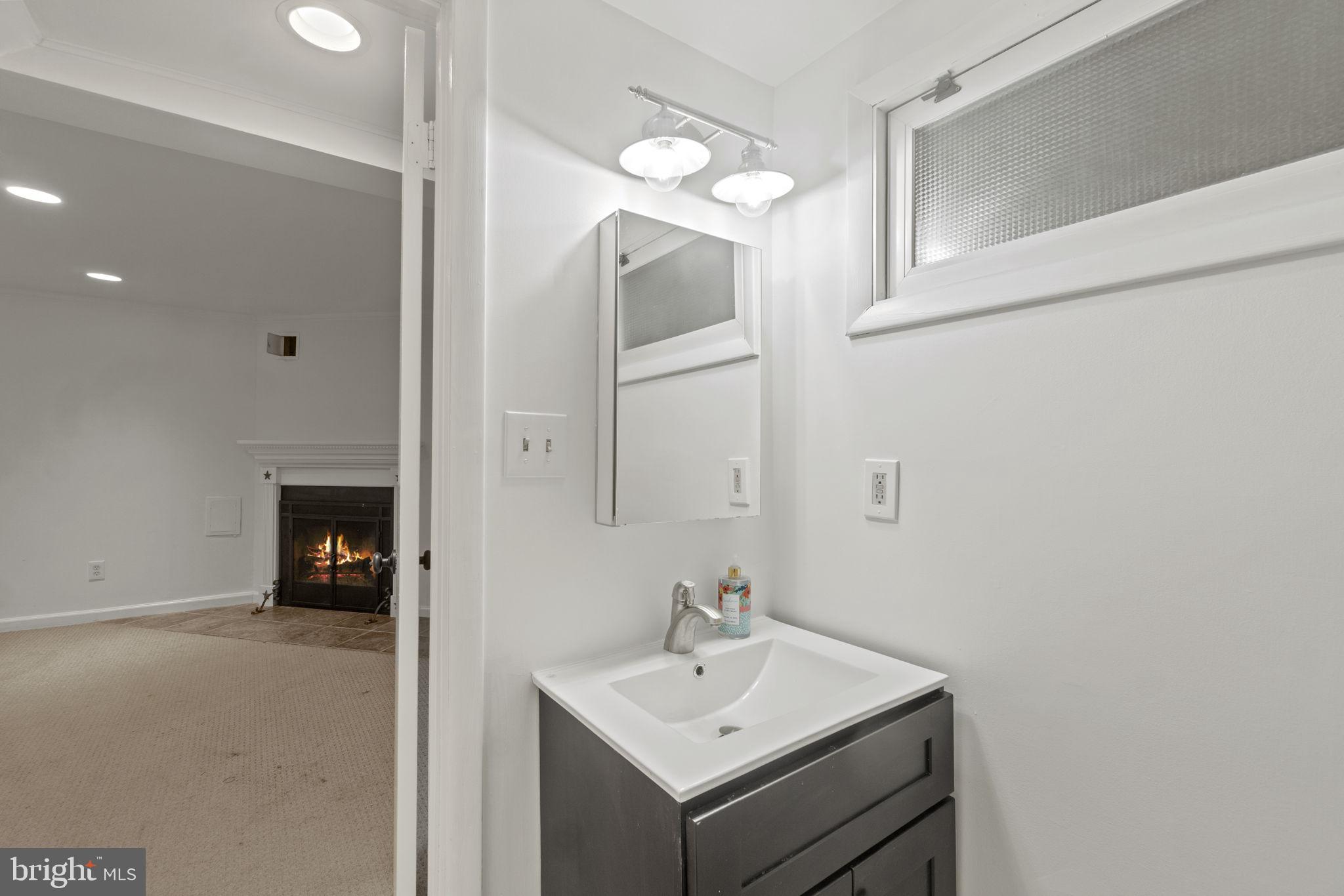 9123 Bradford Road Silver Spring, MD 20901 - Photo 15 of 22 a bathroom with a sink a light fixture and a mirror