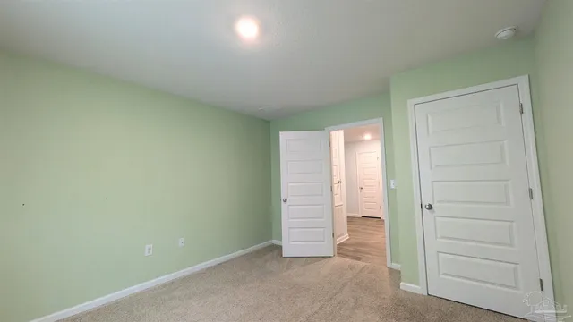 an empty room with closet