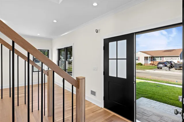 a view of an entryway with a garden