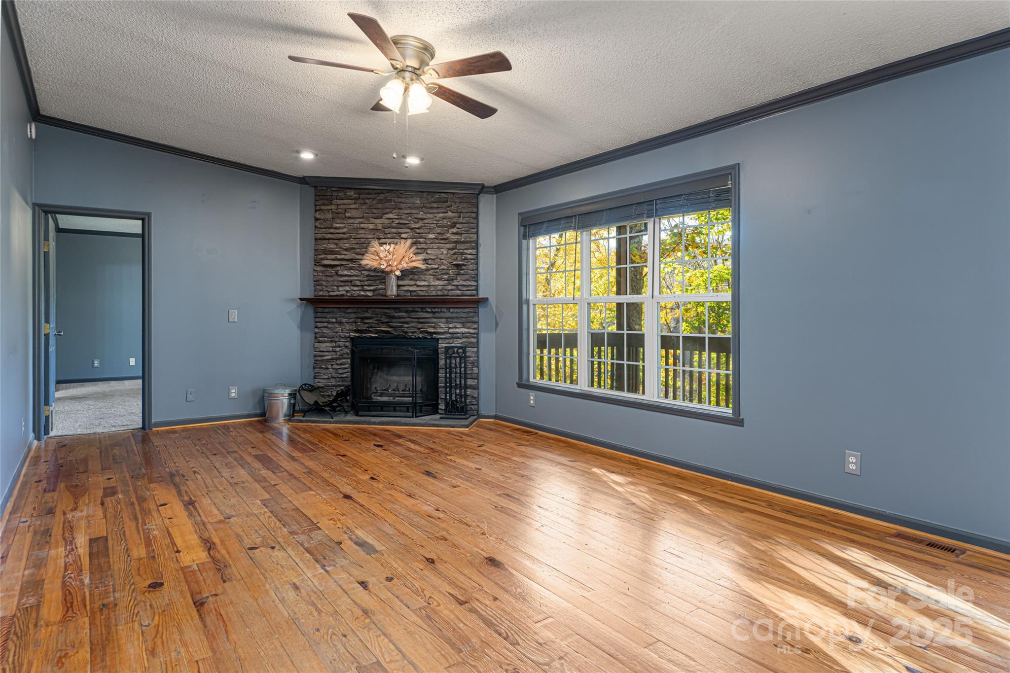 334 Foxden Road Mars Hill, NC 28754 - Photo 5 of 43 a view of empty room with wooden floor and fan