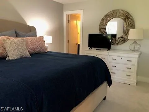 a bedroom with a bed and a television