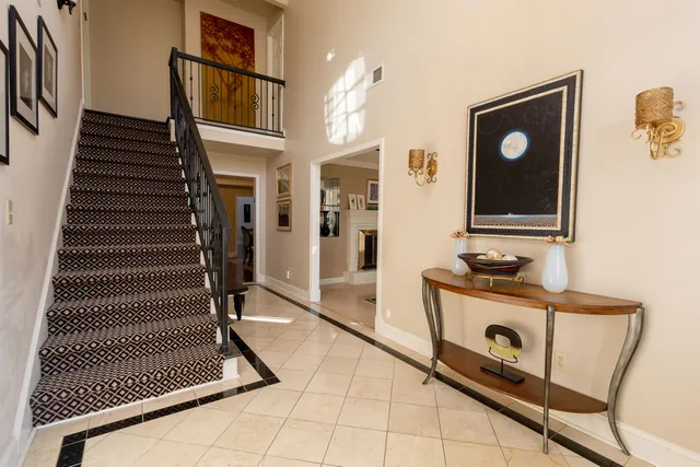 a view of a hallway with washer and dryer