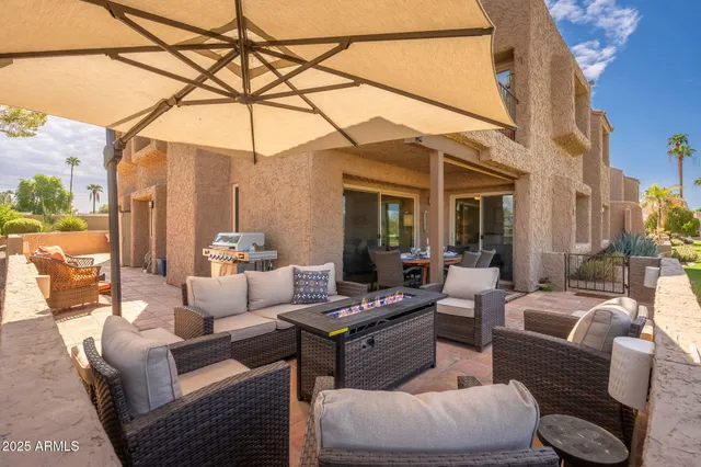 a outdoor living space with patio furniture
