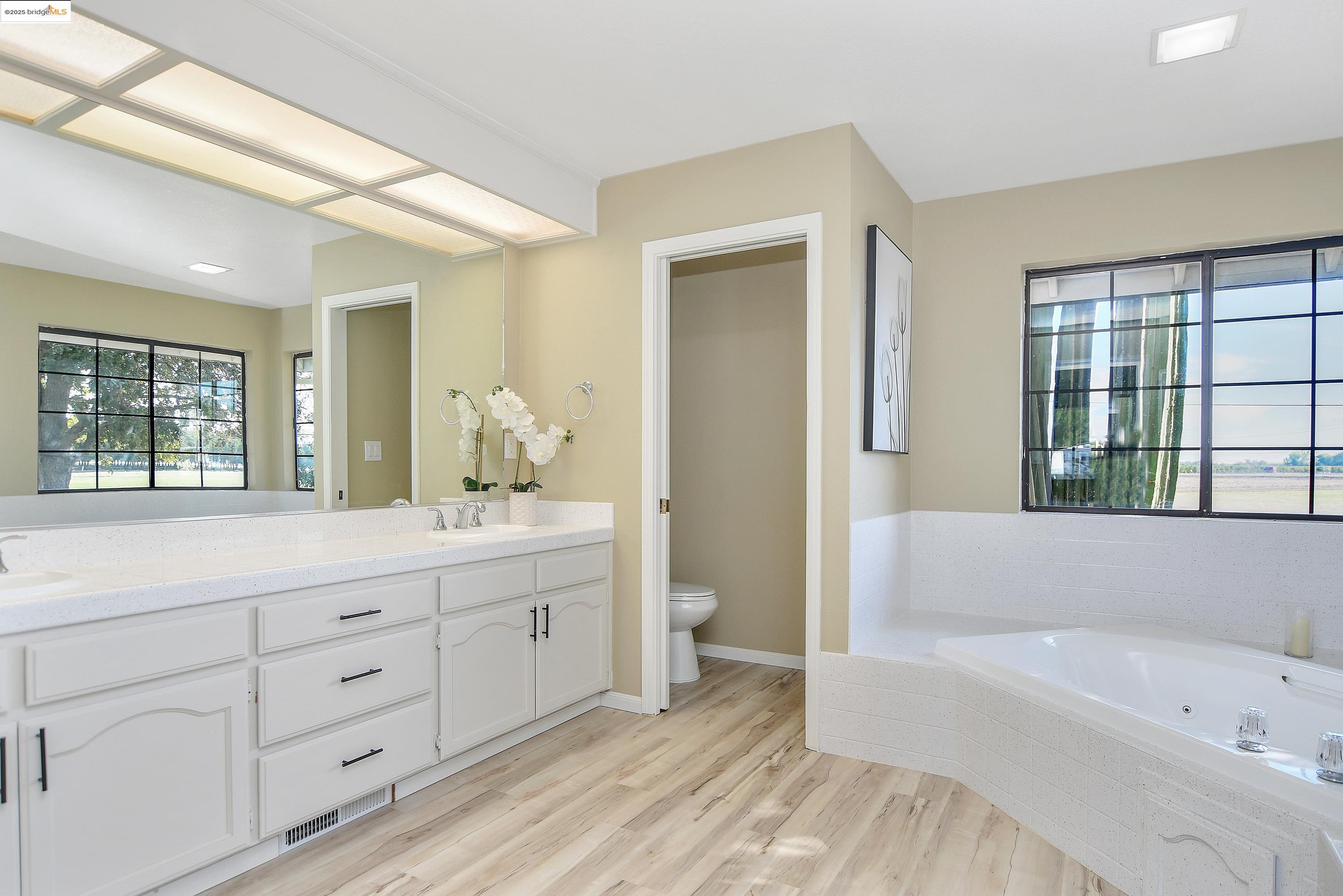 23701 Marsh Creek Road Brentwood, CA 94513 - Photo 18 of 52 a spacious bathroom with a tub sink and mirror