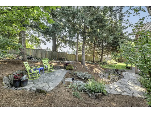 a view of a backyard with plants