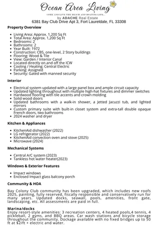 $424,900 | 6381 Bay Club Drive, Unit 3, Fort Lauderdale, FL 33308