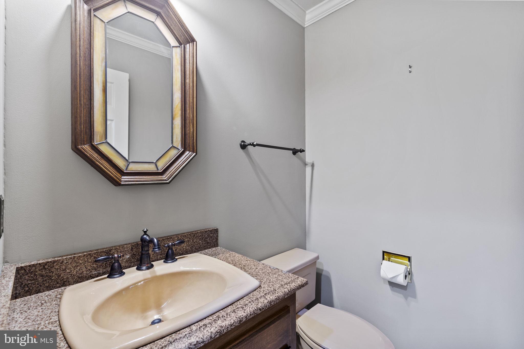 29956 Point Lookout Road Mechanicsville, MD 20659 - Photo 15 of 70 a bathroom with a granite countertop toilet sink and mirror