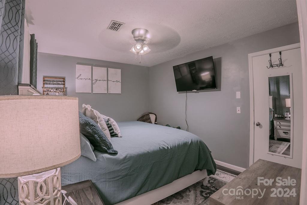 162 Pine Ridge Trail Pinnacle, NC 27043 - Photo 22 of 41 a bedroom with a bed and flat screen tv