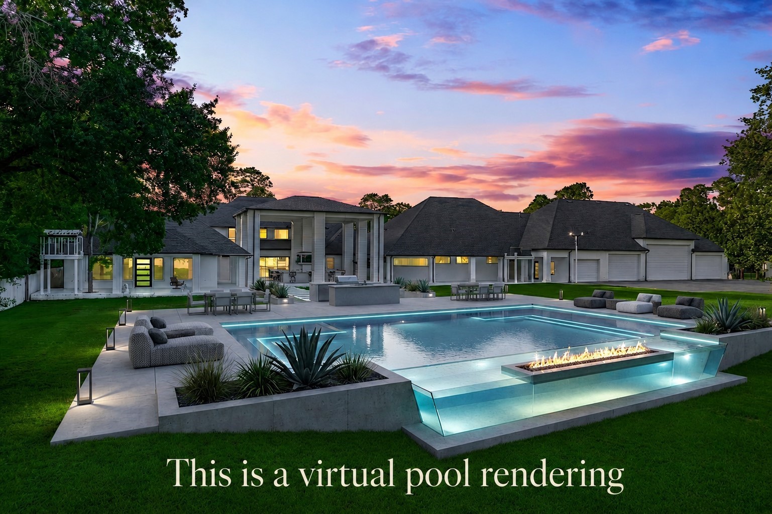 1907 Woerner Road Houston, TX 77090 - Photo 48 of 50 **This is a virtual pool rendering** Stunning views of the back of the property with lush and green back yard that can be customized to suit your needs.