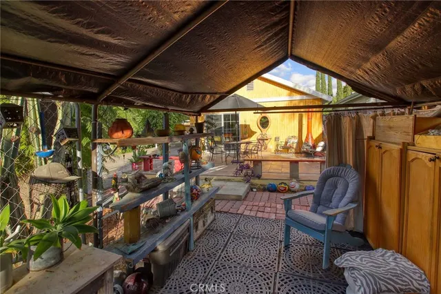 a view of an outdoor sitting area