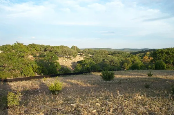 a view of a field with an ocean