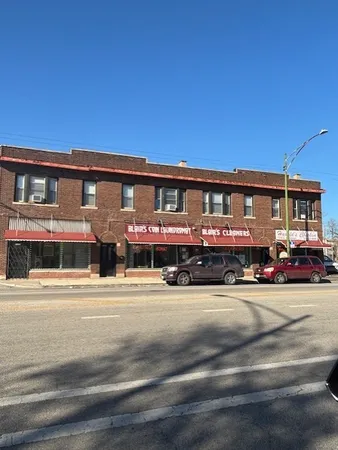 a front view of a building with street