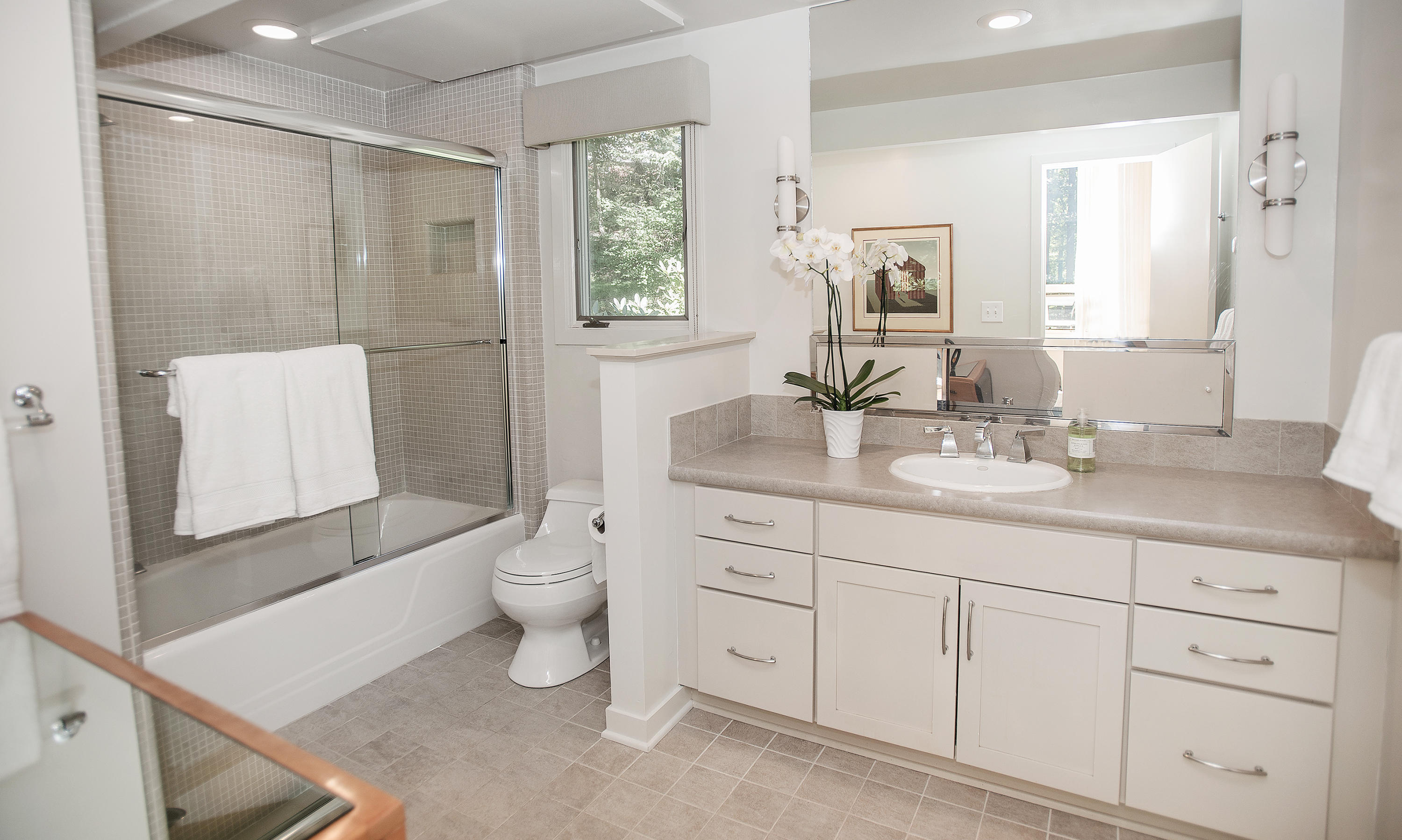 46 Chalburn Road Redding, CT 06896 - Photo 18 of 39 a bathroom with a granite countertop sink toilet and shower