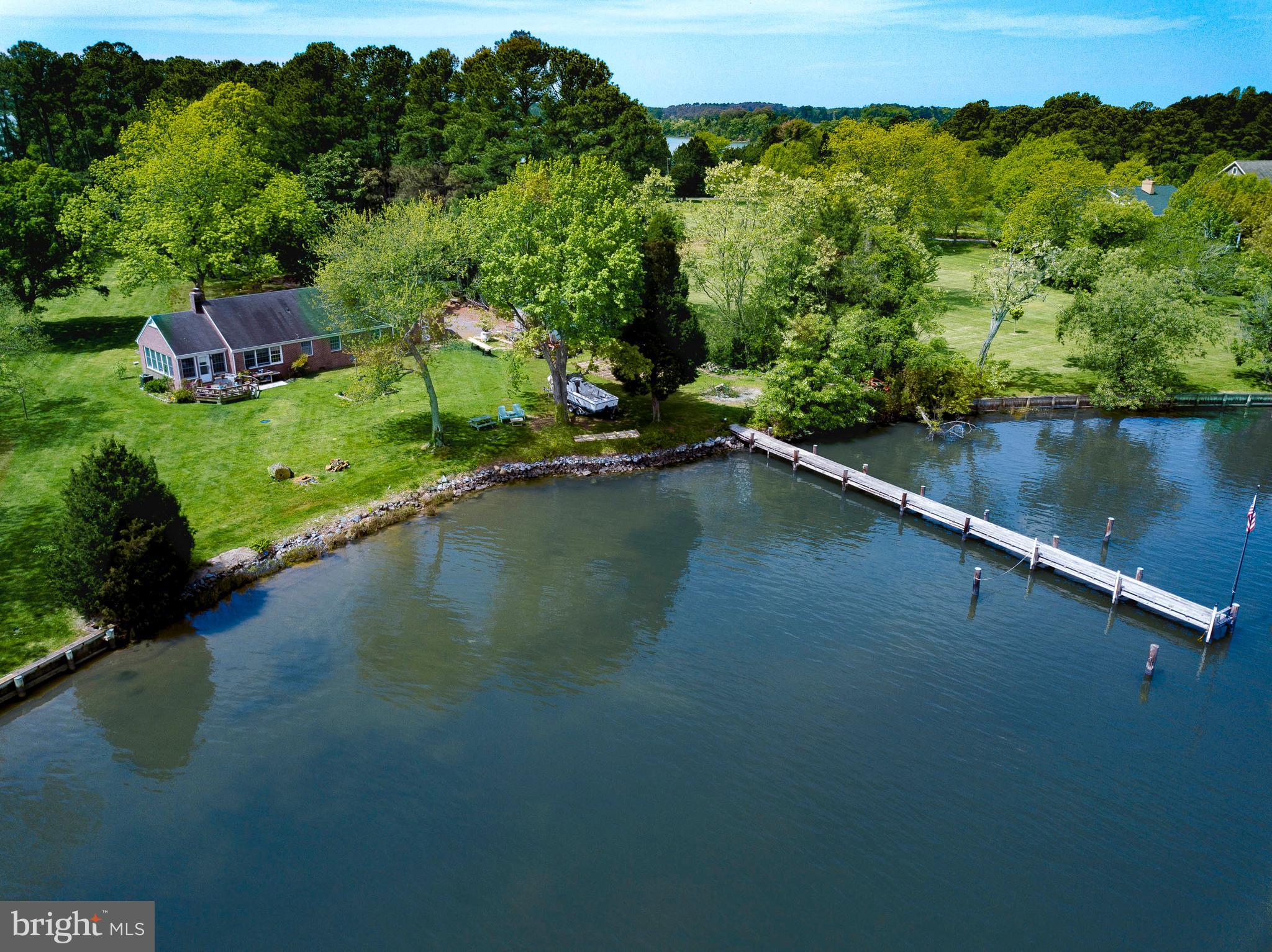 26107 Goose Neck Road Royal Oak, MD 21662 - Photo 37 of 50 Aerial of brick rancher and pier