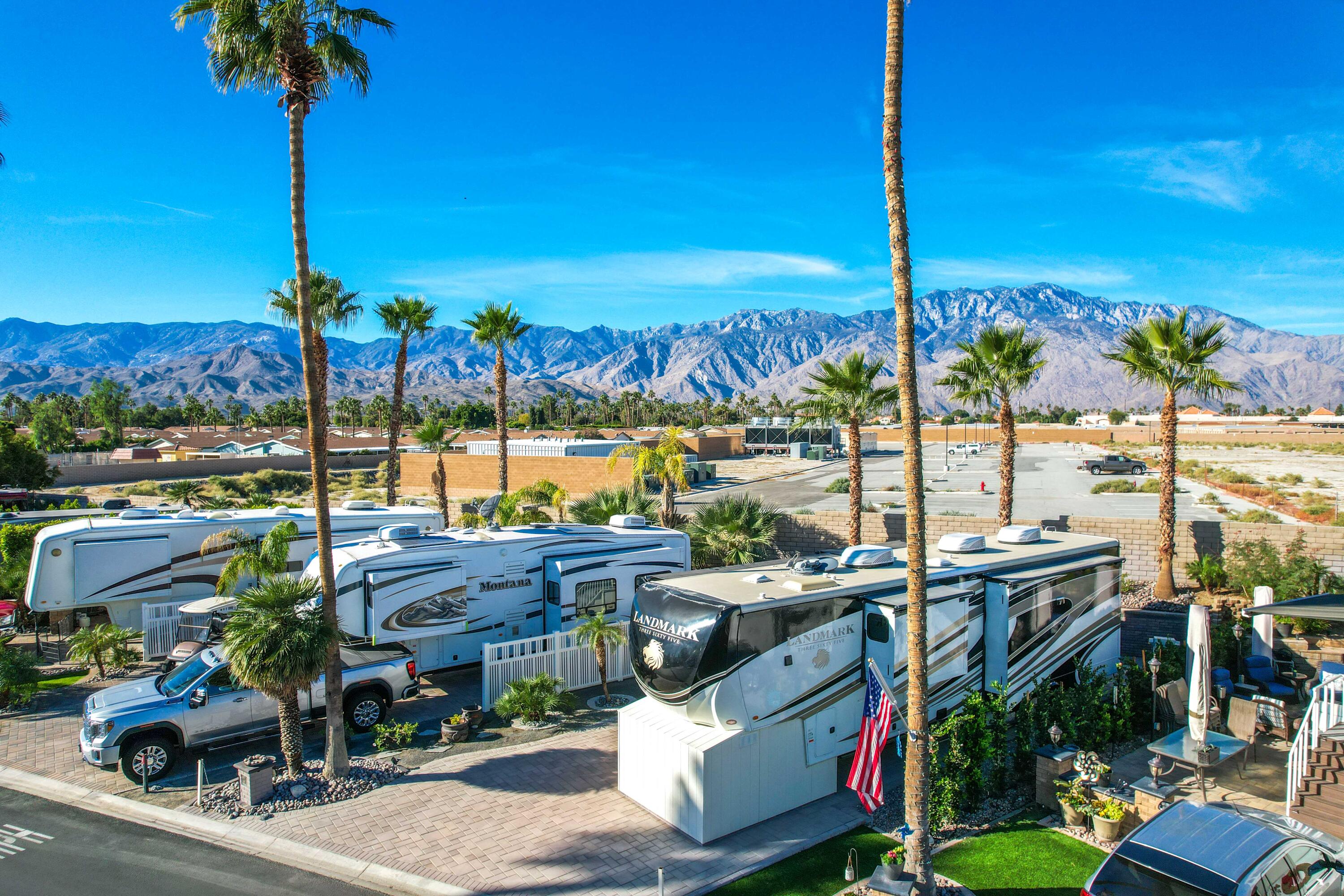69411 Ramon Road, Unit 131 Cathedral City, CA 92234 - Photo 29 of 65 a view of a city with living room and palm tree