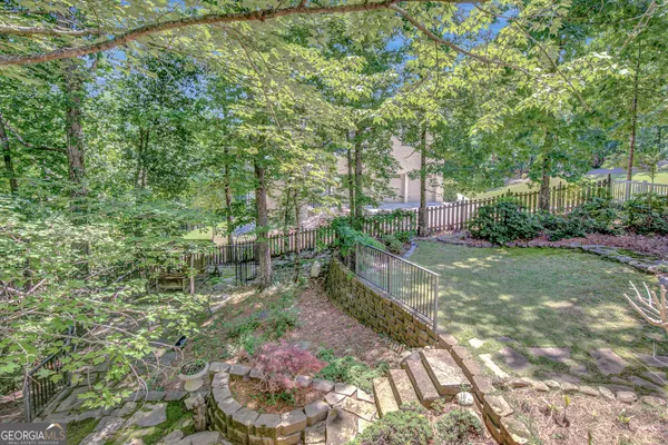 a view of a forest with a tree