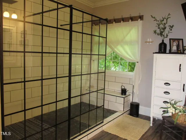 a bathroom with a shower