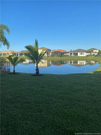 a view of yard with ocean view