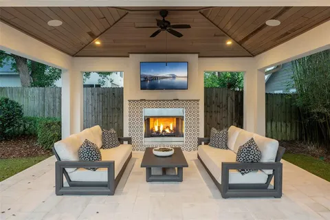 a outdoor space with patio furniture