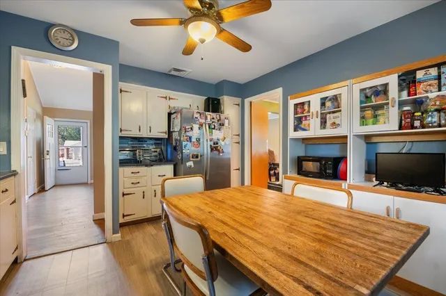 a room with fireplace and flat screen tv