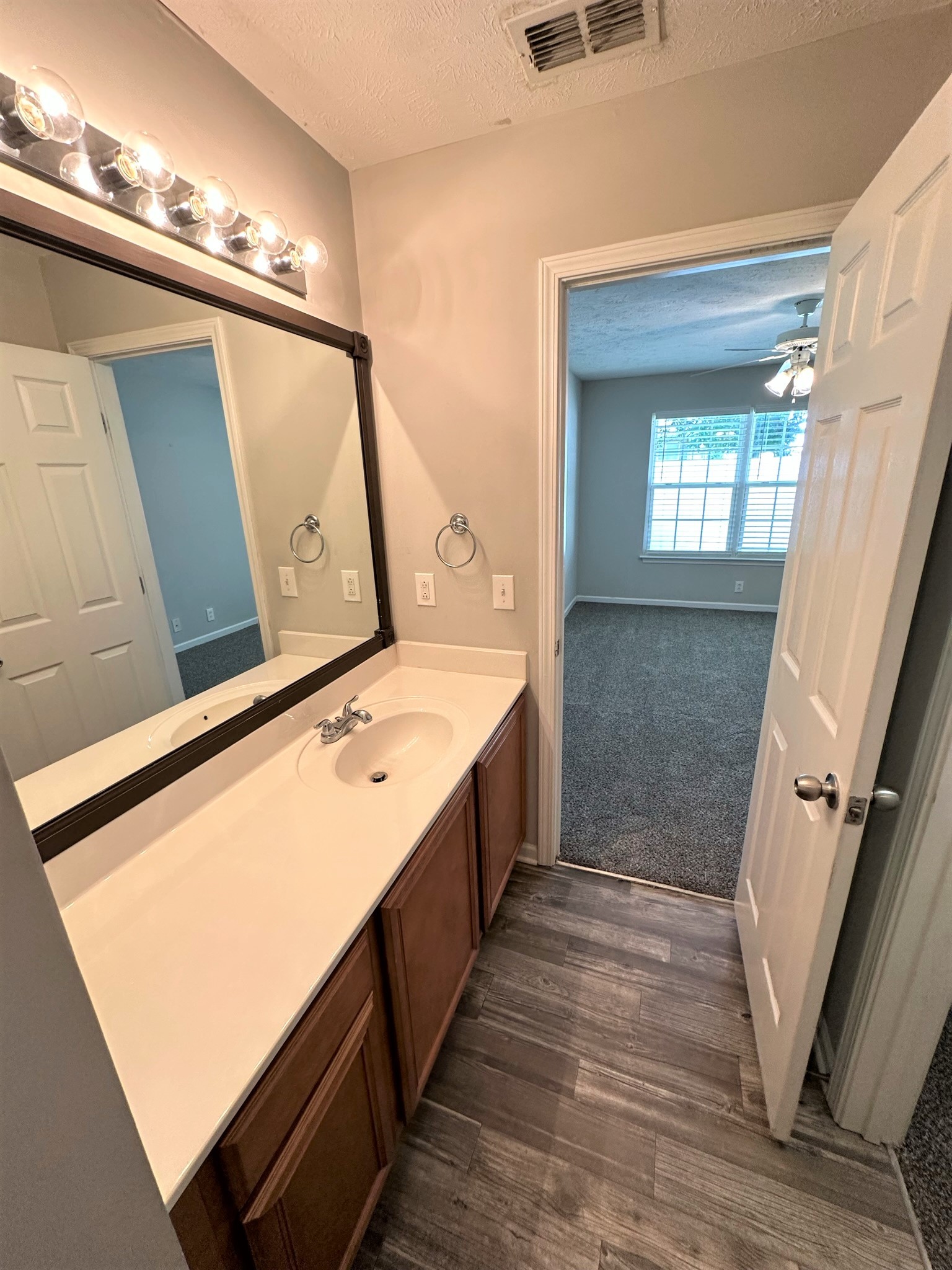 113 Lancaster Gate Place Murfreesboro, TN 37128 - Photo 14 of 28 a bathroom with a double vanity sink a toilet and a mirror