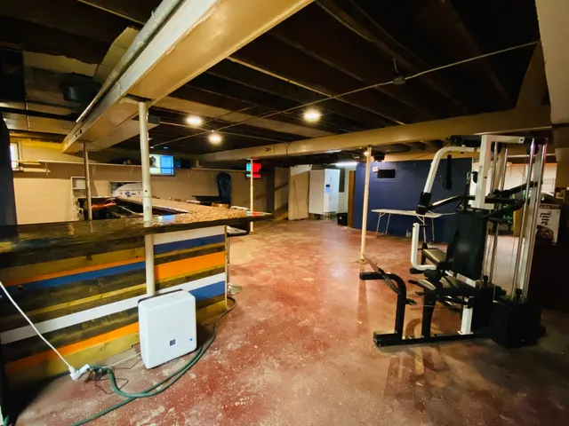 a view of a room with gym equipment