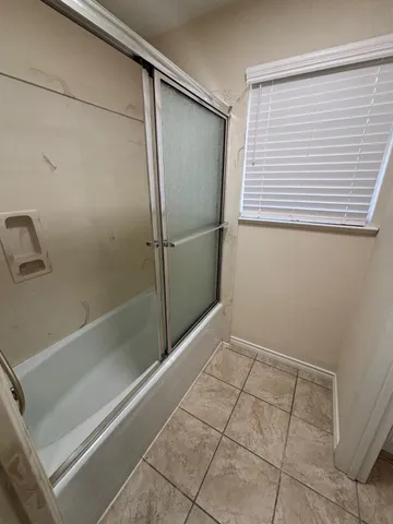 a bathroom with a bathtub