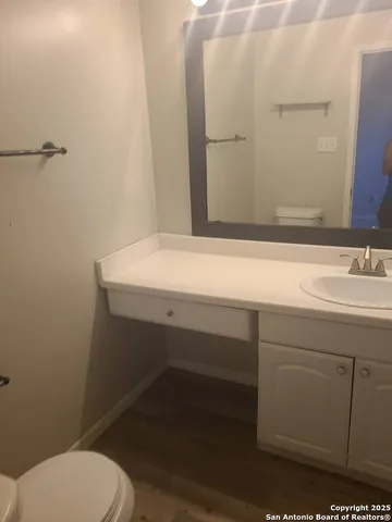 an empty room with wooden door