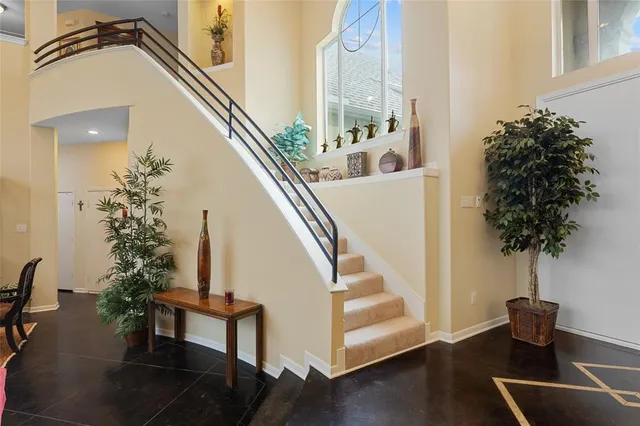 a view of balcony with furniture
